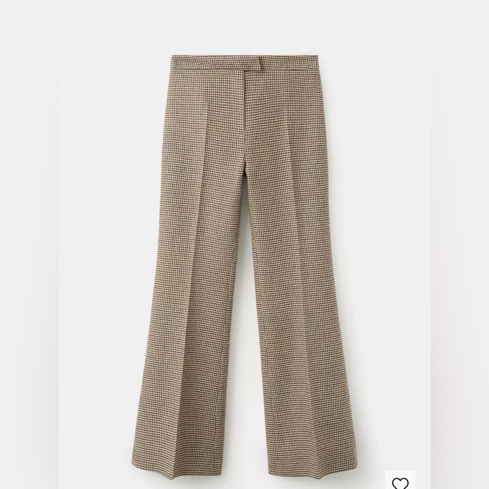 NWT Mango Brown Houndstooth Wide-Leg Pants
